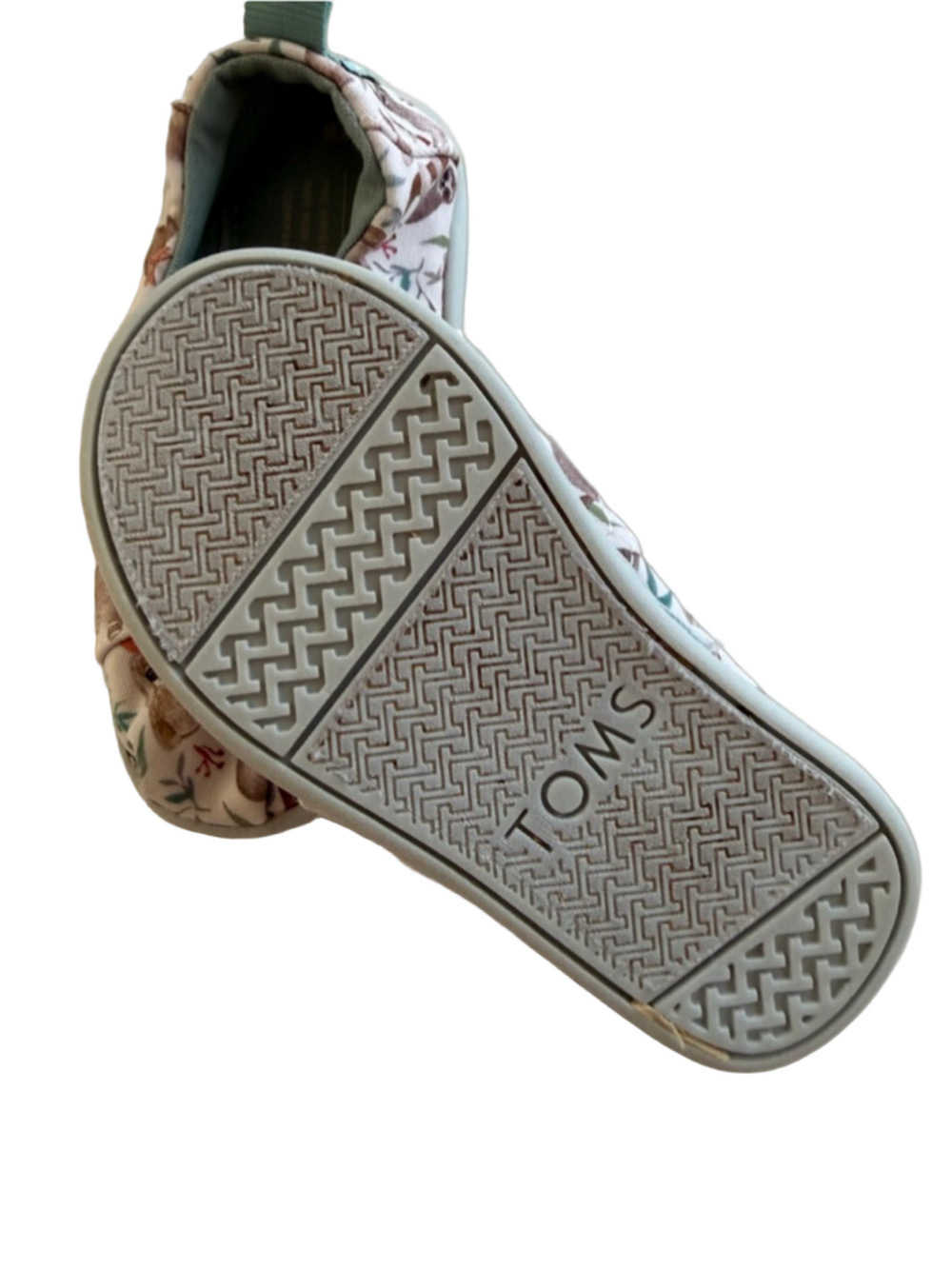 Baby TOMS Sloth Print Canvas Slip-On Shoes White Brown Size 6 - Picture 8 of 8